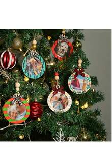 12 قطعة إطارات صور خشبية لتزيين عيد الميلاد، زخارف خشبية معلقة DIY، إكسسوارات شجرة عيد الميلاد إطارات صور معلقة