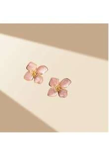 1 Necklace, 1 Pair Earrings, 4 Petals Colorful Enamel Pendant, Neurotransmitter Design Sweet And Fashionable Jewelry Set For Women, Suitable For Daily, Vacation, Party And Gift - Set - View 28