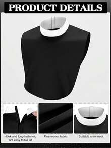 1pc Black Priest Clerical Collar Shirt, Clergy Attire Accessory Fake Collar