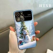 Teléfono con patrón de muñeco de nieve electrochapado | AG Funda esmerilada con ventana grande 2 en 1 para phone 17, 17 Pro, 17 Pro, 16 Pro, 16 Pro, 16 Plus, 16, 15 Pro, 15 Pro, 15 Plus, 15, 14 Pro, 14 Pro, 14 Plus, 14, 13 Pro, 13 Pro, 13, 12 Pro, 12 Pro, Serie 12. Accesorio festivo, funda de temporada, diseño elegante, material duradero de primera calidad, funda protectora. Ideal para compradores navideños y entusiastas de la tecnología. - Plateado - Ver 6