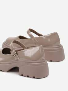 Mary Jane Shoes With Thick Soles And Strap - Beige - View 6