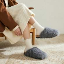 Women's Plush Faux Fur Slippers, Indoor/Outdoor Shoes: Stylish Design, Non-Slip Rubber Sole, Latex Insole For Comfort, Perfect For Shopping, Parties, And Casual Outings  Basics    Fuzzy    Outdoor