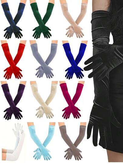 D EXCEED 1 Pair Long Opera Gloves, Women's Formal Occasion - Elegant Vintage Accessory - Suitable For Stage Performance, Vintage Theme Parties, Classic Costume Events, Banquets, Opera Galas, Weddings, Halloween, Etc.