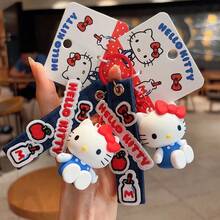 1 chiếc dây đeo cổ tay bằng vải denim thêu họa tiết Hello Kitty tinh tế của MINISO X, có thể dùng làm phụ kiện trang trí túi xách hoặc móc khóa, món quà sinh nhật hoàn hảo. - Nhiều màu - Xem 3