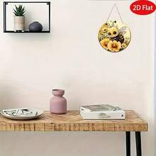 2D Flat, 1pc Spring Bee Round Wooden Hanging Plaque, Bee Theme Wooden Hanging Sign, Wooden Decorative Wreath Plaque, Door Decor, Bedroom Decor, Wall Decor, 2D Flat Wood