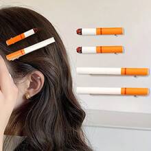 2PCS Fun Imitation Cigarette Hairpins-Hip Hop Style Contrast Bangs & Side Clips, Lightweight Plastic Novelty Hairpins For Party, Birthday, Casual Dress Up, Funny Hairpins, Party Accessories, Fashion Accessories, Must-Have For Party People, European And American Street Sweet Cool Style, Long Short Cigarette Design,Fall,Hair,Hair Accessories,Hair Accessories For Women,Travel,Hair Accessory,Hair Accessories Women,Hair Tools,Hair Stuff,Stuff,Beauty Accessories,Gifts,Travel,Gifts For Women,Hair Stuff,Stocking Stuffers
