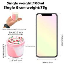 70ml Single Bottle Rose Pink Dual-Color Mud Slime Set, Cream Slime Set, Party Favor Slime Toy, New Year Gift, Cute Slime Gift Basket Filler, Super Soft Non-Sticky (Slime Not Included, Not Recommended) - Multicolor - View 4