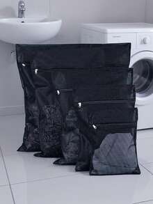 1个耐用洗衣网袋，带拉链封口，方形编织布衣物洗涤袋，用于保护衣物、胸罩、袜子、内衣在洗衣机中免受损坏 - 彩色 - 查看 2