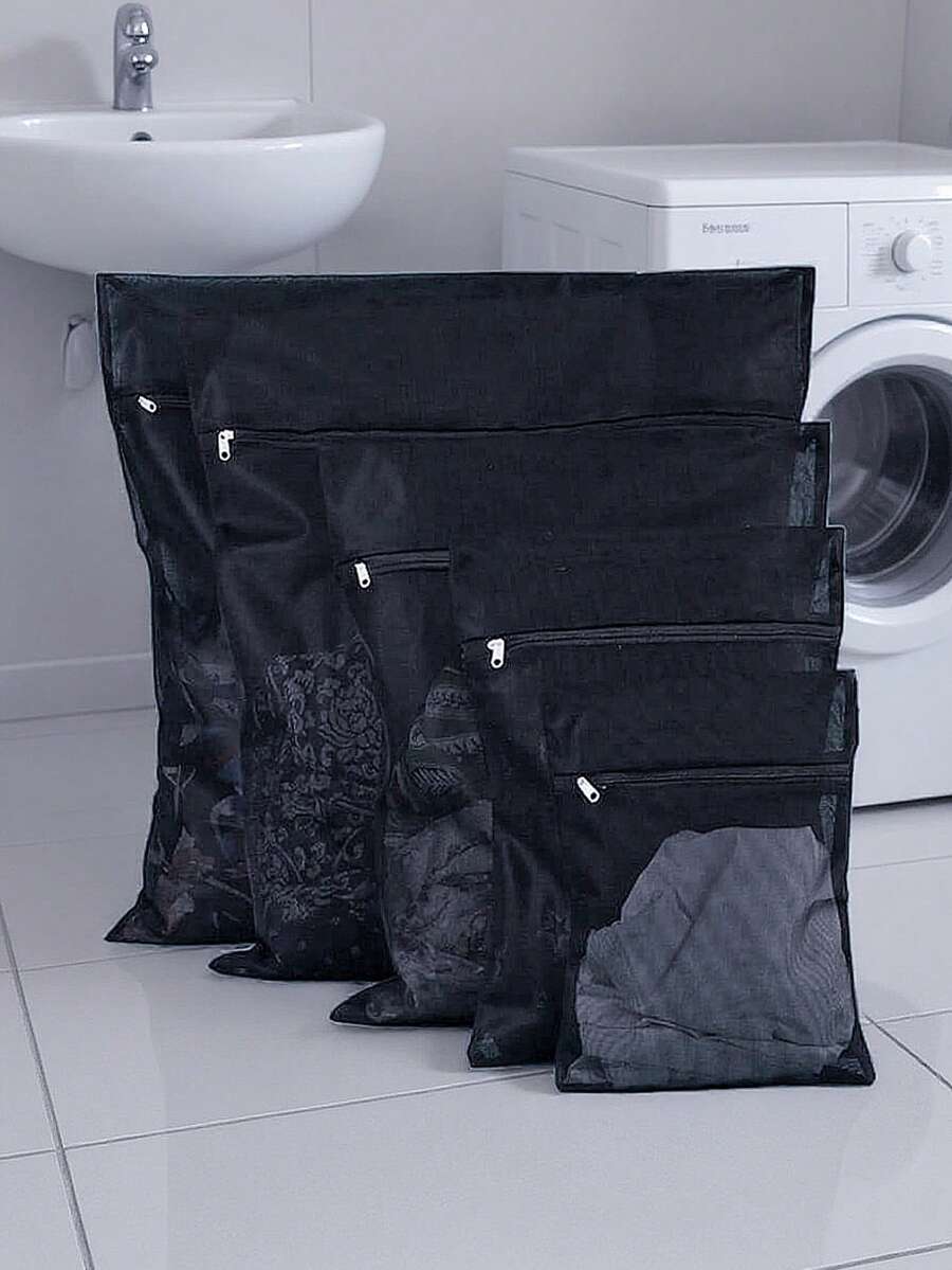 1个耐用洗衣网袋，带拉链封口，方形编织布衣物洗涤袋，用于保护衣物、胸罩、袜子、内衣在洗衣机中免受损坏