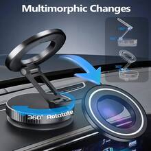 360° Rotating Magnetic Phone Holder, Foldable & Extendable, Universal Compatibility, Non-Waterproof, Portable, Suitable For Car/Bathroom/Travel/Gym/Smooth Surface. Note: Only Supports Installation On Smooth Surfaces. - Black - View 6