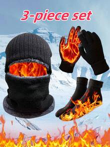 3pcs Winter Warm Set: Thick Balaclava Hat, Touchscreen Gloves, Thick Socks, Suitable For Outdoor Sports, Outings, Great As Gifts