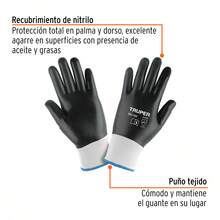 KIT 2 PZ-Guantes de poliéster recubiertos de nitrilo, M, TRUPER - Negro - Ver 4