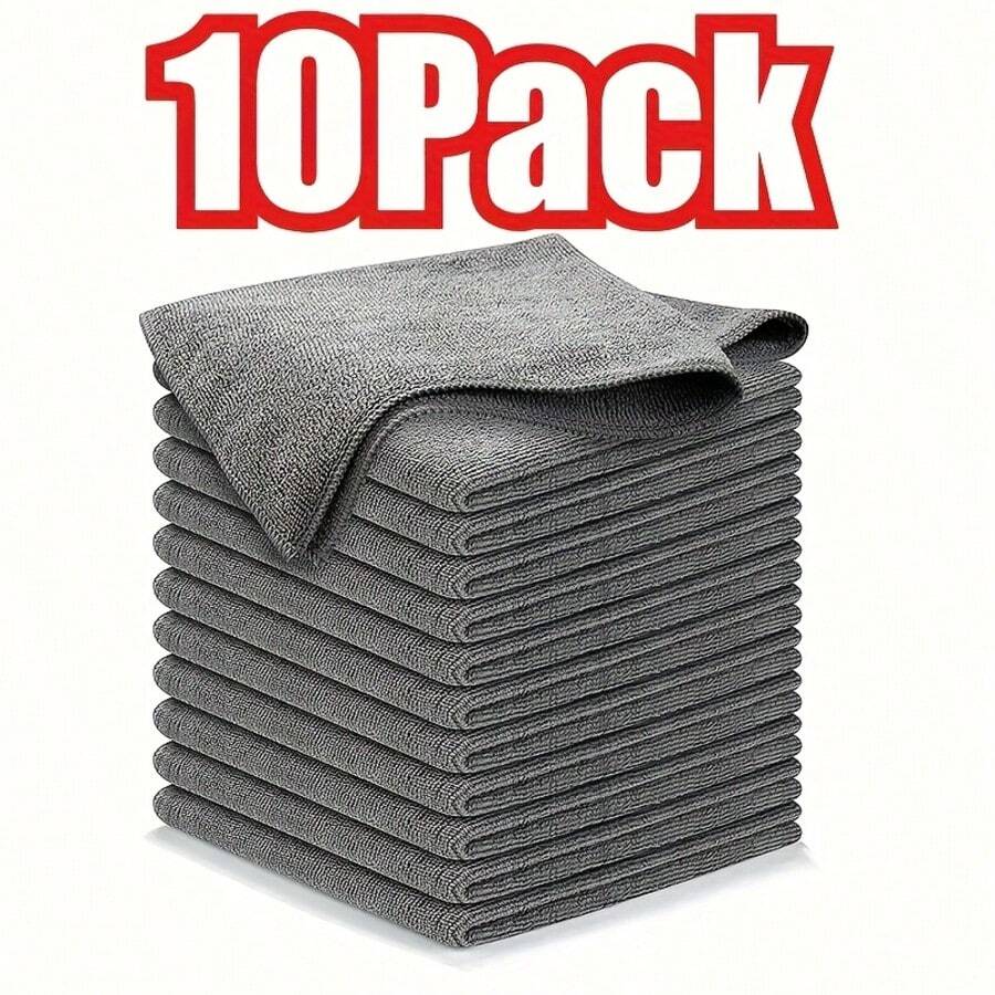 50/20/10 Pieces Microfiber Cleaning Cloth Grey - 12.5"X12.5" High Efficiency Type -1200 Times Wash, Super Absorbent No Trace Mirror Surface Shine Car Cleaning Towel - 10pcs(灰色) - 查看 1
