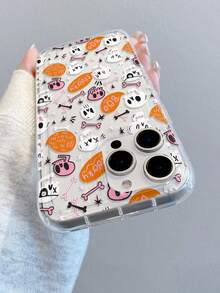 1 件骷髅与字母图案气垫透明防摔手机保护壳，TPU 材质，适合作为节日礼物，兼容 Apple XS/XS Max/XR/11 12 13 14 15 16 Pro/Pro Max/14 15 16 Plus，男女通用，也兼容三星手机 - 無色 - 查看 2