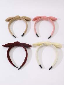 4pcs/Set Girls Corduroy Rabbit Ear Bow Headband Set - Multicolor - View 4