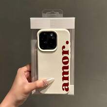 Red "Amor" Minimalist Aesthetic Phone Case Compatible With Apple 16, 11, 15, 14, 13, 12 Pro Max Plus, Shock-Proof Phone Case, Fashion Gift For Teenage Girls