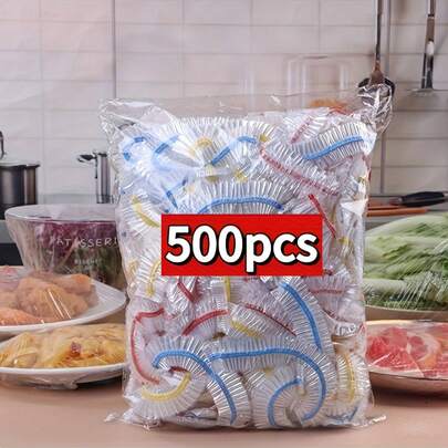 500pcs Elastic Food Freshness Wraps - Stretchable Clear Plate Covers, Disposable,Multipurpose, No Odor Kitchen Cling Film, Dust Protection For Home, Restaurant, Picnic - All Plate Sizes, Picnic Essentials|Decorative Wraps|Reusable Plastic Wrap, Plastic Wrap For Food