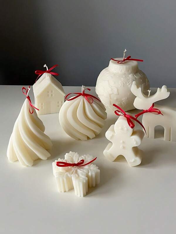 Moldes de velas navideñas, molde de silicona y resina para Navidad - árbol, copo de nieve, hombre de jengibre, alce, regalo de Navidad perfecto para amigos, para decoraciones de fiesta, mesa y hogar, elaboración de velas navideñas, jabón hecho a mano, chocolate