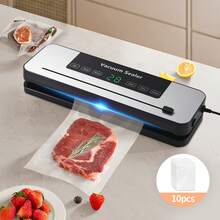 Senmeo 2025 Powerful Vacuum Sealer Machine | Compact Design | One-Touch Automatic | Seal In 10-20 Seconds | Dry, Moist, Wet, And Cold Modes | With 10 Vacuum Bags & Built-In Cutter (Grey) - US A Type Plug(110-127V) - View 10