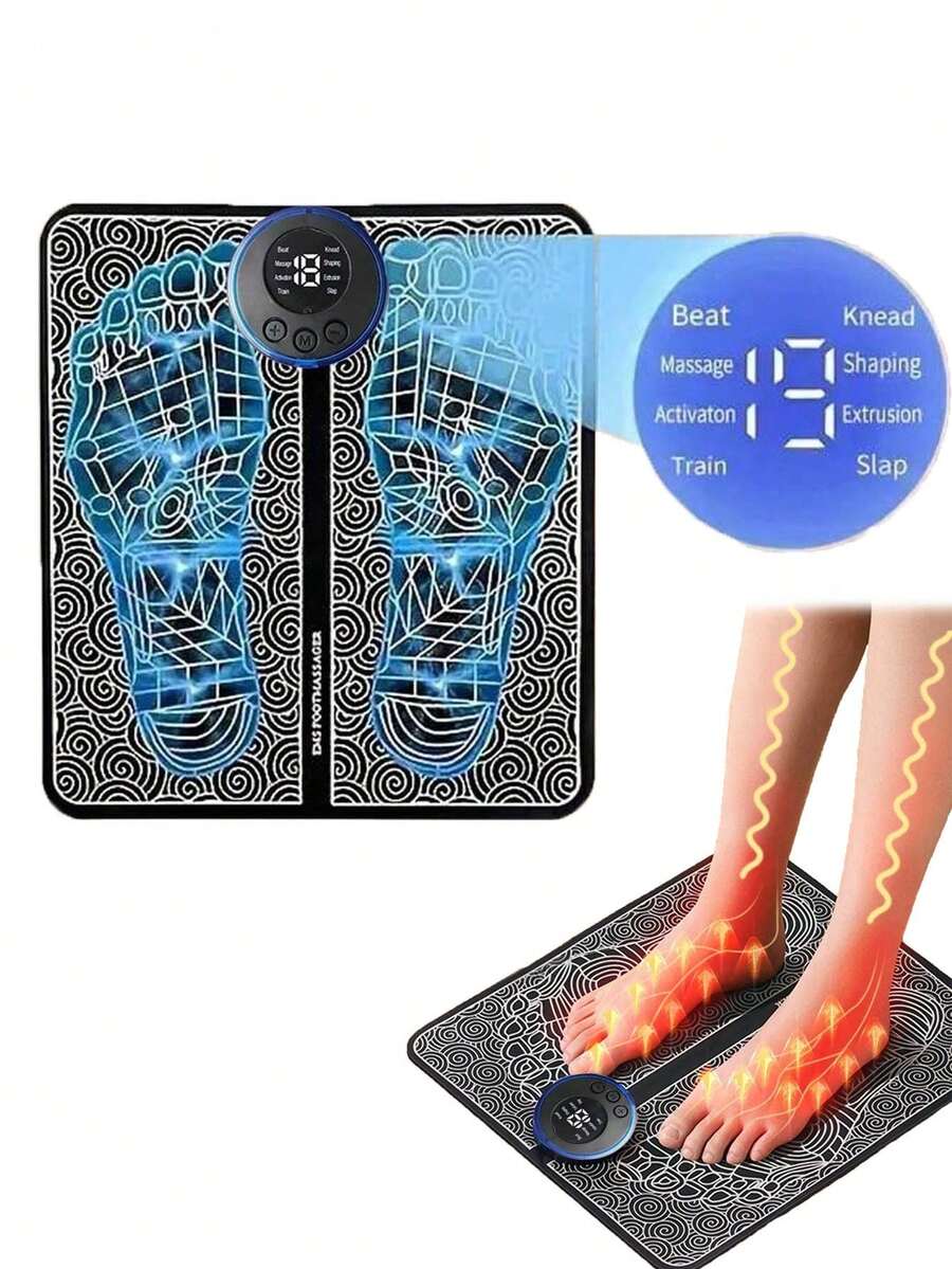 1 件遥控足部按摩器，EMS 足部按摩垫，自动足部经络按摩器，带脉冲功能