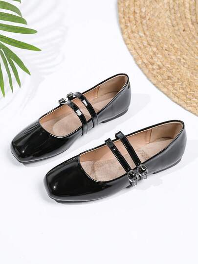 Women's Vintage Mary Jane Flats With Double Strap, Suitable For All Seasons