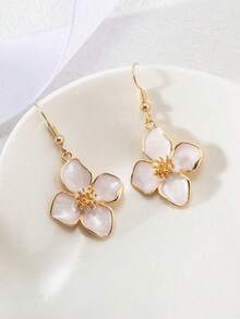 1 Necklace, 1 Pair Earrings, 4 Petals Colorful Enamel Pendant, Neurotransmitter Design Sweet And Fashionable Jewelry Set For Women, Suitable For Daily, Vacation, Party And Gift - Set - View 27