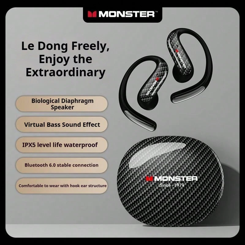 Monster MQO37 Collector's Edition Open-Back Bluetooth Headphones Brand New Zero Gravity High-Sounding Chinese Packaging - Black - View 1