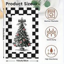 1set/2pcs/100pcs Christmas Tree Printed Pattern Kitchen Towels And Dishcloths, Suitable For Interior Decoration In Restaurants, Kitchens, Bathrooms, Party Decoration, Holiday Gifts, And Can Be Given As Christmas Gifts - Multicolor - View 7