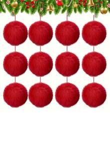 10 pièces Boules de Noël floconneuses avec lutins, boules de Noël vertes, décorations de Noël à suspendre, pompons en fausse fourrure, convient pour les fêtes de Noël, la décoration de rampe