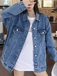 Women Denim Jackets & Coats - Blue - View 4