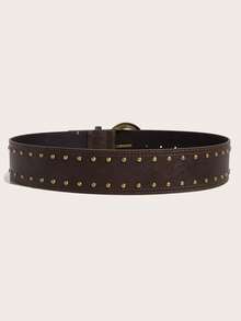 1pc Women's Dark Western Style Heavy Studded Wide Waist Belt - Coffee - View 4