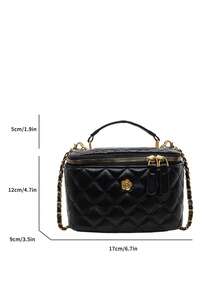 New Fashionable Hand-Held Box Bag, Minimalist Style Shoulder Crossbody Bag - Black - View 2