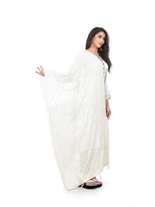 Themilestocks Woman's Embroidered Chiffon Dupatta Scarf Shawl Wrap Soft  Bridal Weddinghalloween - trắng - Xem 4