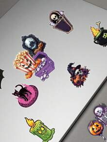 SCXXBSW 50pcs Halloween Cartoon Graffiti Stickers Decorative Water Cups Notebook Luggage Double Transparent Stickers