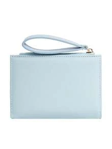 Cartera corta de mujer, estilo Ins de alta calidad, portacartas, cartera con cremallera de color contrastante para estudiantes, mujer, cartera mini, cartera de otoño, linda cartera pequeña, cartera de muñeca - Azul - Ver 4