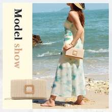 Straw Clutch Purses Women Summer Beach Bag Raffia Crossbody Purse Woven Envelope Handbag - màu nâu - Xem 11