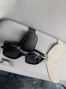 1pc Universal Car Sun Visor Glasses Clip, Made Of PVC, Car Glasses Holder, Interior Accessories, Glasses Storage Rack - Multicolor - View 2