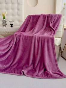 Frazada de Lisa tamaño queen, ultra suave y cálida, diseño minimalista, adecuada para invierno, fácil de limpiar y mantener, perfecta para dormitorio o sala, regalo ideal para cualquier ocasión. - púrpura - Ver 2