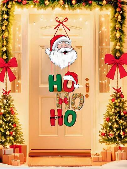 1 件圣诞装饰挂门，圣诞快乐门挂，Hohoho 圣诞老人节日装饰吊坠，圣诞派对用品 Q