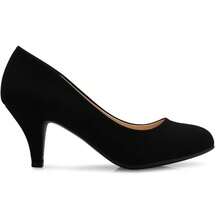 Bombas de vestir de tacón bajo y medio cómodo y clásico de punta redonda para mujer-2025 - Nubuck negro* - Ver 6