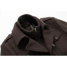 Men's Wool Blend Jacket Single Breasted Slim Fit Thick Winter Windproof Pea Coat With Removable Scarfhalloween - 69-cà phê - Xem 11