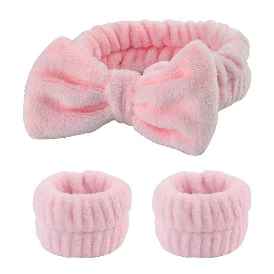 3-Piece Kit With One Pair Of Facial Washing Bracelets + One Water-Absorbing Artifact - 粉色 - 查看 1