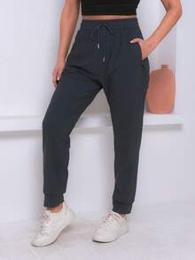 Women's Sports Pants With Elastane - Comfort And Flexibility For Physical Activities - Dusty Purple - View 3