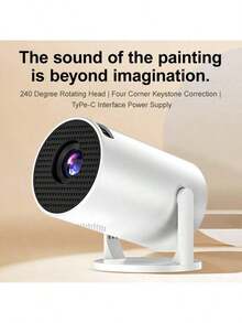 Projector Requires 5V 2A Adapter - Recommended To Connect Projector Screen Following The Steps In The Picture - Adapter Not Included, Only Data Cable Provided - 2025 New Flagship Android Projector, Built-In Android System/4D Experience/Ultra-Quiet Design, Suitable For Home Theater, Education, Office, Gaming, 240° Full-View Projection/Perfect Gift Choice