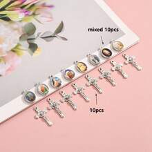 20 Stücke klassische gemischte Portrait Einzelloch & 3-Loch Anhänger, geeignet für DIY Halskette, Armband mit Kreuz (10 Stücke + 10 Stücke)