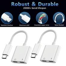 2-In-1 USB-C To Type-C + 3.5mm/Type-C Wired Adapter, Type-C Audio Cable Adapter Charging Adapter, Compatible With IPhone 17 16 15 Pro Max Plus, S25/S24/S23, - White - View 7