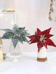 1/3/6pcs Artificial Flower Head, Christmas Tree Wreath DIY Decorations, For Holiday Decoration, Home Decoration, Room Decoration, Vase Decoration, Table Centerpiece, Wedding Decoration