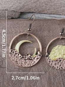 1 Paar Boho Vintage Cut Out Rund & Gebogene Mond Ohrringe - Braune Legierung Halbmond Design, leicht und bequem, für Alltag und Party, einzigartiges Geschenkidee, Boho Chic Accessoire, künstlerisches Accessoire, polierte Oberfläche