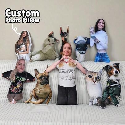 [ Personalización ] Almohada personalizada con foto, almohadilla corporal personalizada y divertida, impresión a doble cara, regalo para amantes de las mascotas, regalo personalizado único, opción ideal para Navidad y Acción de Gracias, durable, transpirable, ligera, suave, regalo ideal para ella, él