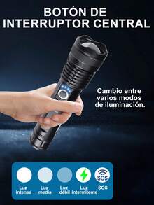 2 piezas Linterna táctica de alta potencia de visualización de potencia,linterna resistente al agua,recargable por USB,linterna potente con zoom, batería de larga duración, linterna LED para acampadas, emergencias y actividades al aire libre. - 2 piezas - Ver 11